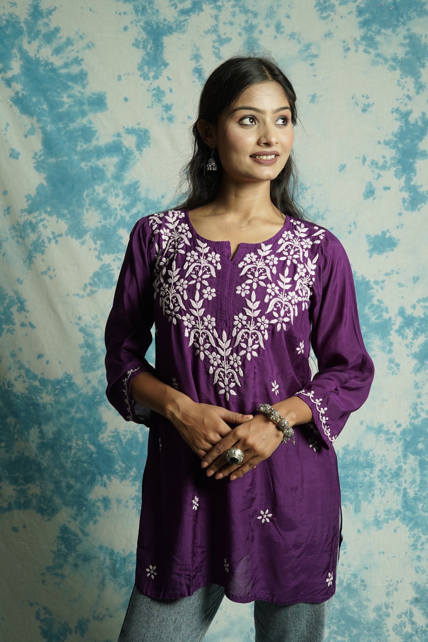 Muslin Chikankari short kurti