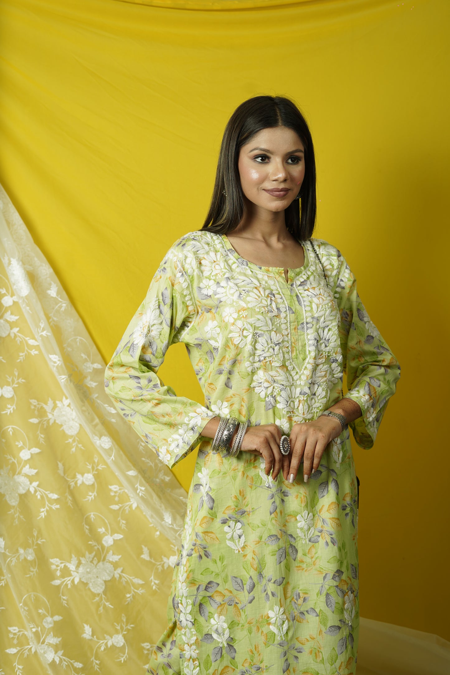 Cotton Chikankari printed co-ord set