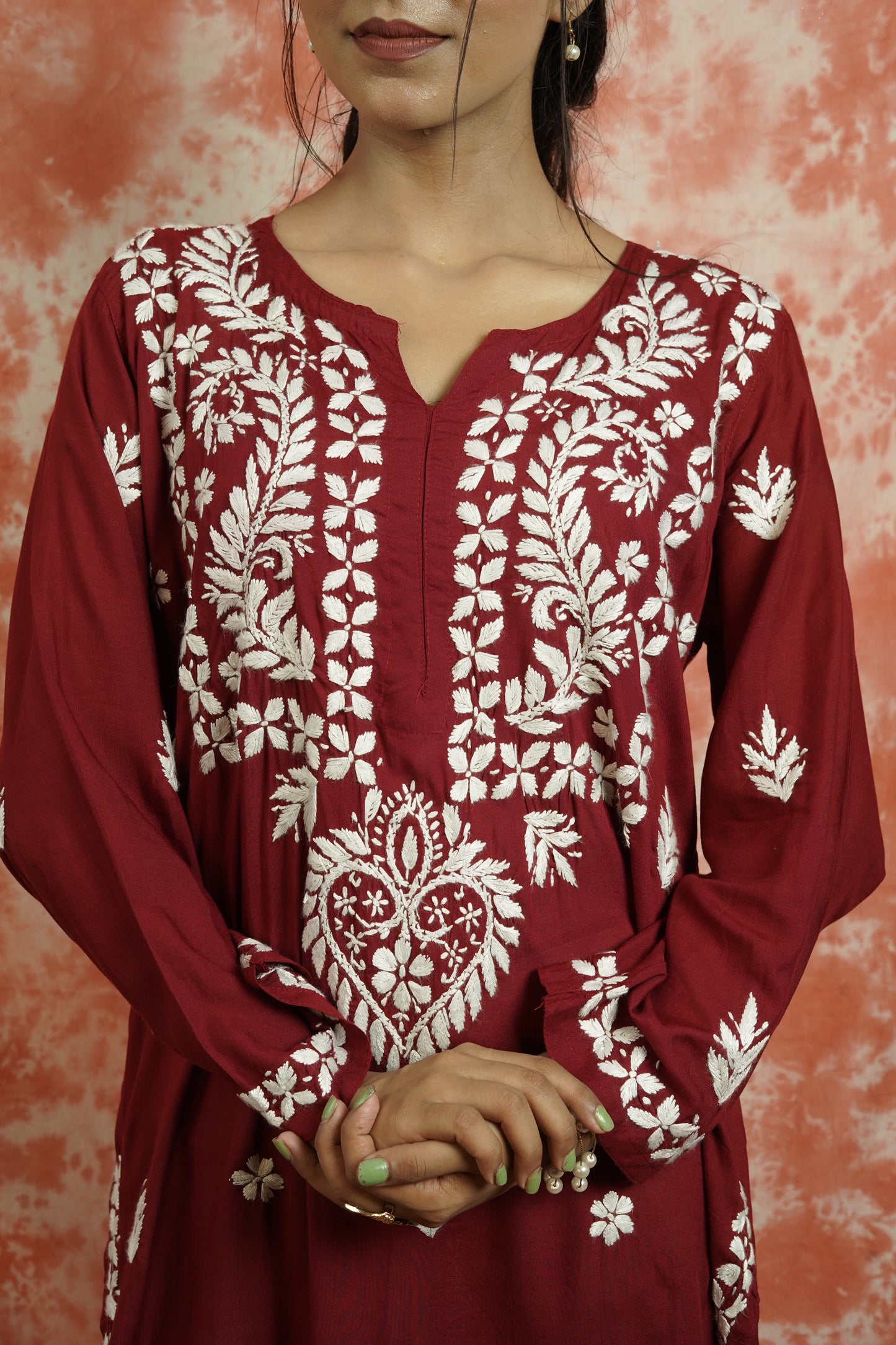 Rayon Chikankari Long Kurti
