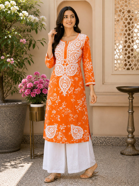 Mul Mul Printed Chikankari Kurti