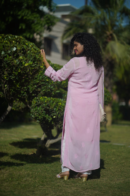 Georgette long Chikankari kurti