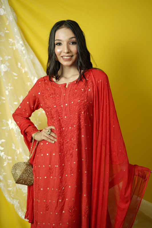 Chanderi Red