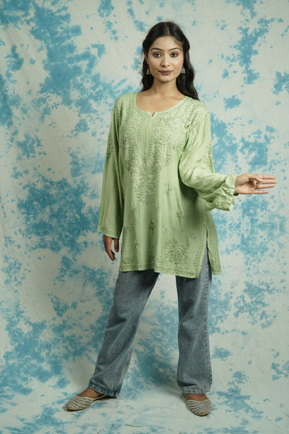 Muslin Short Chikankari kurti