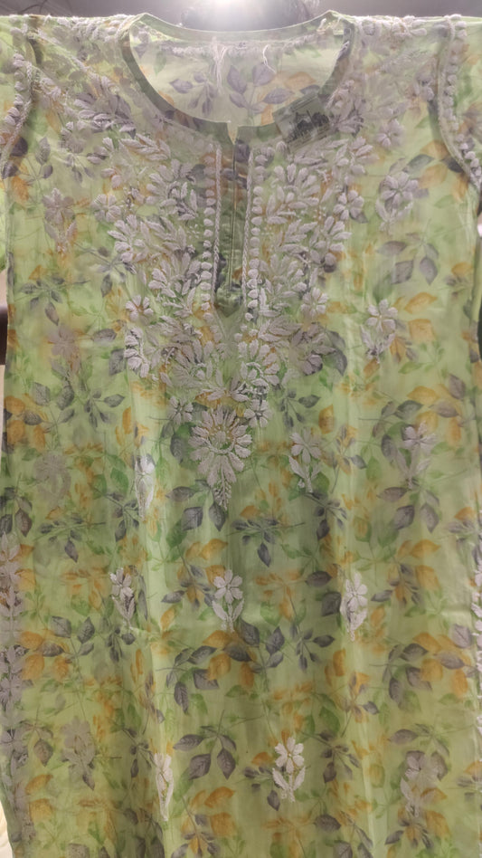 Cotton Printed Chikankari Kurti