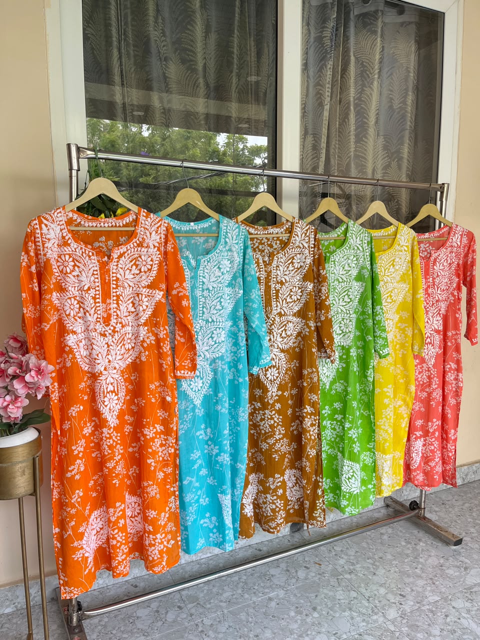 Mul Mul Printed Chikankari Kurti